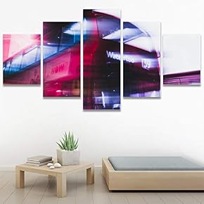 SIGNWIN 5 Panel Canvas Wall Art Street Lights...