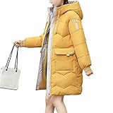  shownicer Manteau Femme Hiver Doudoune Chaud Parka Longue Blouson À Capuche Zippé épais Chaud Parka Blouson Grande Taille Duvet en Coton Jaune XS