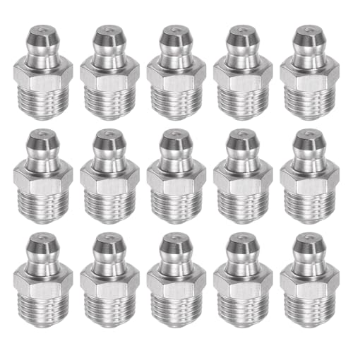 Image of uxcell 304 Stainless Steel Straight Grease Fitting M10 x 1mm Thread Hydraulic Grease Fitting Accessories, 15Pcs