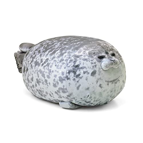 UOIPU Seal Plush Kissen,Niedlich Meerestier Robbe Seehund Kuscheltier, Chubby Blob Seal Plüsch Kissen,Urlaub Geburtstag Geschenk. (Grau, 40CM) Cover