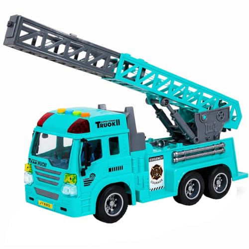 Image of FunBlast Fire Rescue Truck Toy - Realistic City Fire Engine with Light, Sound & Water Spray, Friction Powered Fire Truck Vehicle Toy for Kids Boys & Girls Age 3+ (Green)