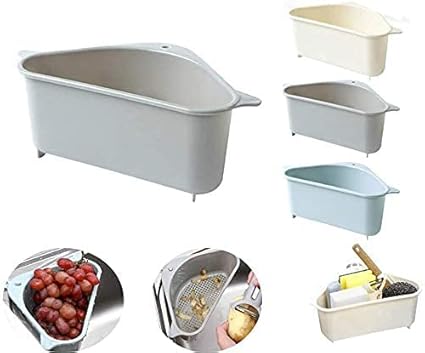 Zinnia Triangular Sink Strainer Basket Sponge Holder, Soap Box Organizer for Kitchen, Bathroom 1 Piece