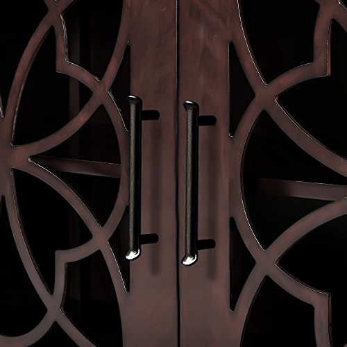 Knocbel Accent Storage Cabinet With Metal Handles, Transparent Doors And Adjustable Shelf, Decorative Mid-Century Console Table Buffet Sideboard For Entryway Hallway Living Room (Brown) #TOP5