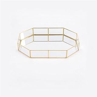 Retro Storage Tray Gold Rectangle Glass Makeu...