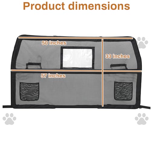 benut 57\" Wide Dog Car Barrier with Removable Visual Window & Steel Frame, Universal Fit for Cars, Sedans,SUVs,and Trucks, Car Barrier for Escape-Proof, Vehicle Gate for Dog Travel