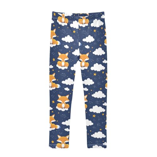 Star Cute Fox Girls Casual Leggings for Kids Printed Long Pant Bottoms Stretch and Soft