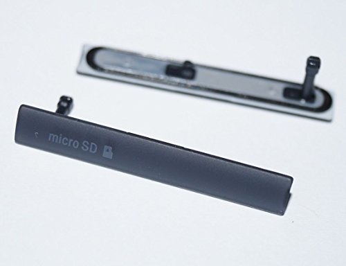 Gametow 1 USB Charger Cap Plus Micro SD Memory Card Slot Cover for Sony Xperia Z3 Compact D5833/D5803 - Black