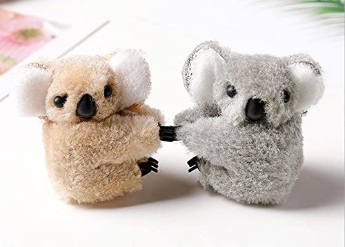 CRIZAN 2Pcs Brown Grey Plush Koala Sisters Best Friends Cute Hair Jaw Clips Non Slip Simple Irregular Hair Clamps Fashion Claw Clips Hair Accessories For Girls Kids