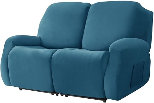 Vista 80 de Fundas de terciopelo elástico para sillas reclinables, fundas para sofá biplaza de 2 cojines, 6 piezas, fundas protectoras para muebles con bolsillo