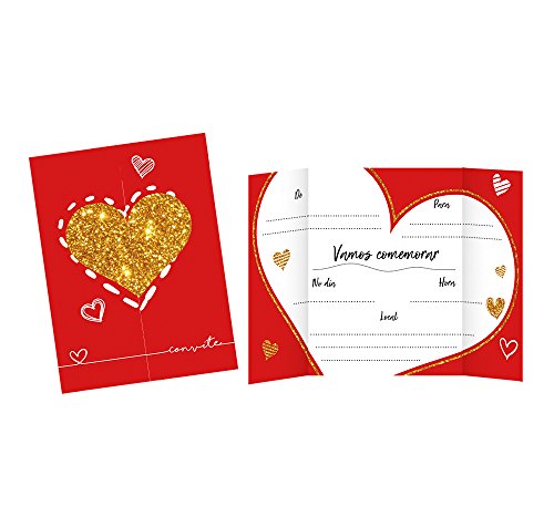 Regina Convite Pequeno R581 Coracao, 8 Unidades