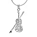 chelseachicNYC Crystal Violin and Bow Necklace Silver