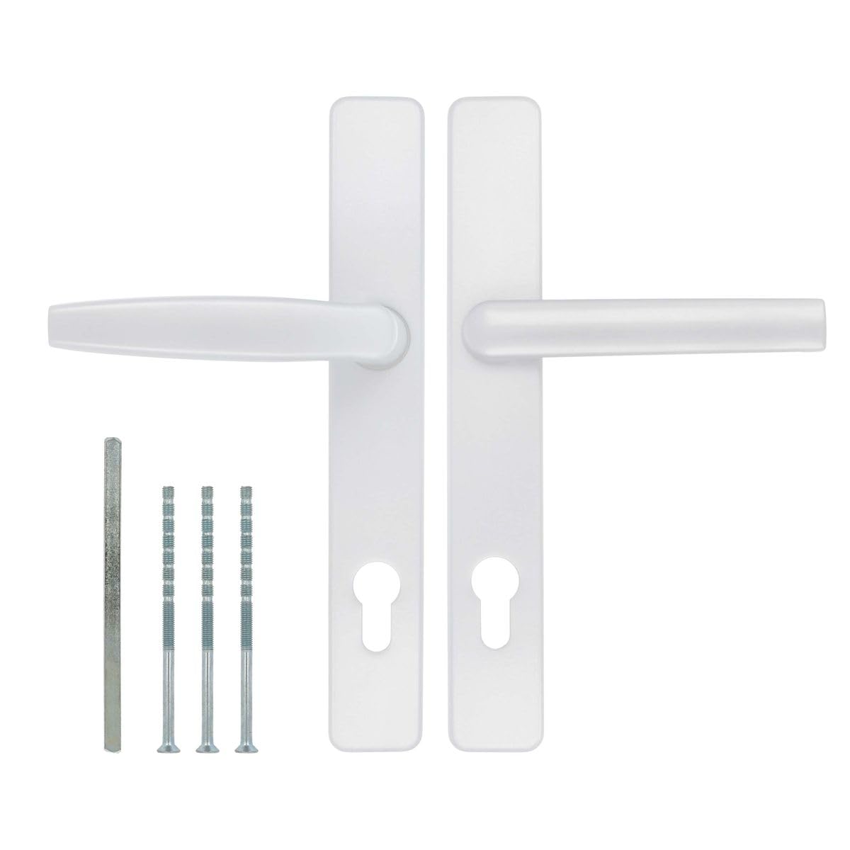 Premium Drückergarnitur Victory DHS 92mm - Rechteckig - Griff-Flachgriff, Farbe:Weiß RAL 9016, Schildbreite:36mm