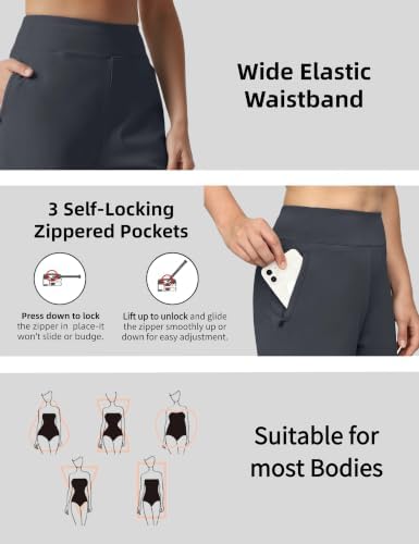 AJISAI Women's 7/8 Ankle Travel Pants Zipper Pockets for Golf Casual - 4