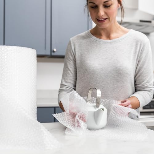 Image of Duck Brand Small Bubble Cushioning Wrap for Fragile Moving & Shipping, 350 ft Packing Wrap for Extra Protection in Boxes & Mailers, Clear Roll, Moving Supplies, Perforated Every 12 in