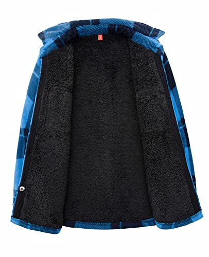 Image of ThCreasa Boys Sherpa Lined Plaid Button Shirt Jacket | Full Thermal Lining, Buffalo Plaid Shacket, Button Down, Family Matching Shirt, Dress Shirt Style, Cozy Winter Fall Outerwear