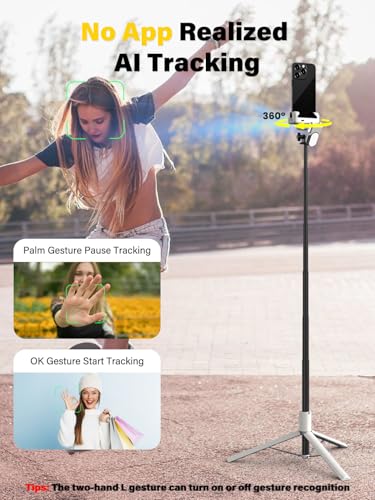 Smartphone Gimbal Stabilizer, Smart Face Tracking Tripod Without APP - 4 in 1 Cellphone Gimbal Stabilizer for iPhone&Android Extended 108cm Rod with RGB Fill Light,M2PRO White - Image 3