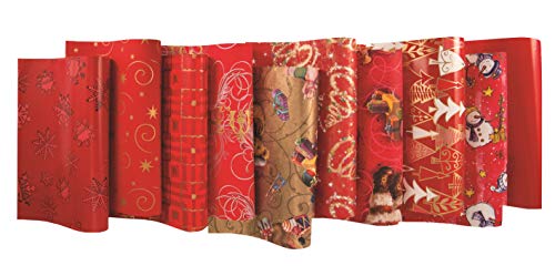 HRB Weihnachtspapier, 10 Rollen Geschenkpapier Weihnachten 2m x 0,70m