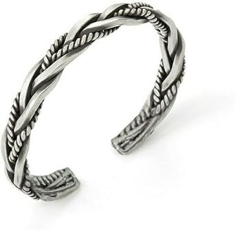 Silver Plated Men's Bracelet - Handmade Twisted Cuff Bracelet - Adjustable Vintage Open Thai Bangle - Luxury Jewellery Gift for Men - Ideal for Birthday, Anniversary & Valentines