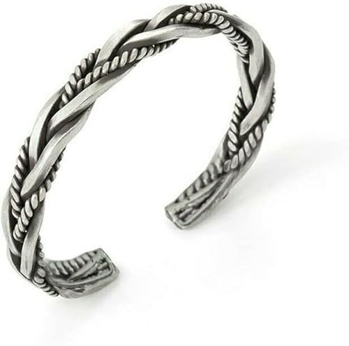 KF-Premium Silver Plated Men's Bracelet - Handmade Twisted Cuff Bracelet - Adjustable Vintage Open Thai Bangle - Luxury Jewellery Gift for Men - Ideal for Birthday, Anniversary & Valentines