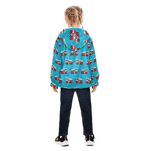 Image of Aflyko Boys Fleece Coat Blue Zip-Up Hoodie Girls Outerwear Kids Hooded Jacket