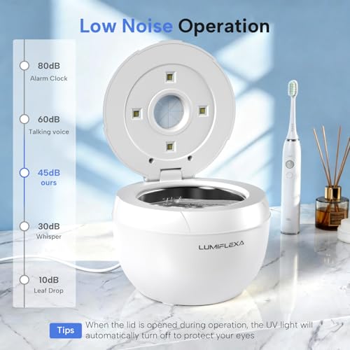 Lumiflexa Ultraschallreiniqungsgerät, 45kHz Ultraschallreiniger mit 4 UV Lampe & 200ML- 4 Modes Ultrasonic Cleaner für Zahnschiene, Retainer, ZahnersatzAligner,Schmuck (Weiß)