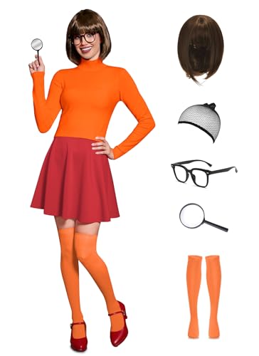 For G and PL Women's Halloween 7 Pcs Sweater Costumes Orange Crop...