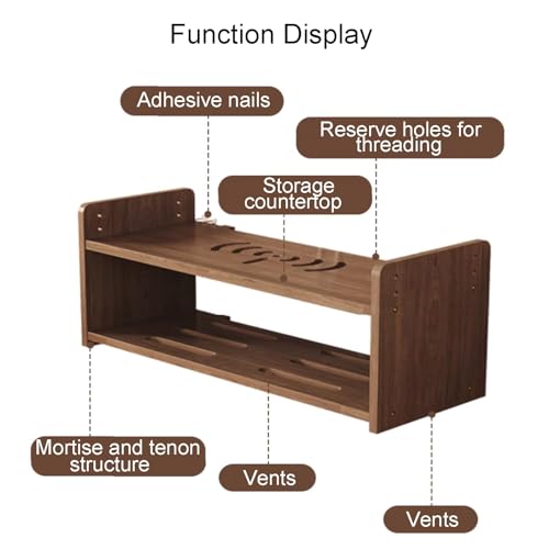 Boîtier de Rangement Mural en Bois pour routeur Wi-FI et Support de câbles pour téléviseur et appareils multimédias 40 cm / 16 Pouces - Solution Gain de Place pour la déc