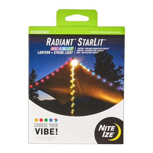 Nite Ize Radiant Starlit Rechargeable Lantern and String Light - Disc-O Select, White