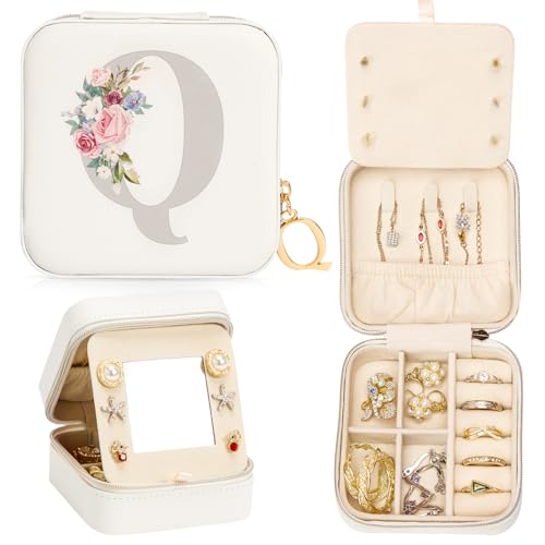 Enthralite Personalized Jewelry Box for Travel: A-Z Initial Gift for Girls