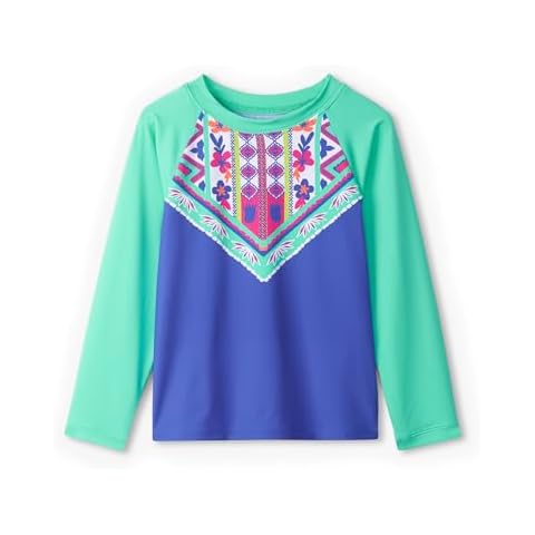 Hatley Girls' Swim Long Sleeve Rashguard Top, Kaleidoscope, 8 Years Cover