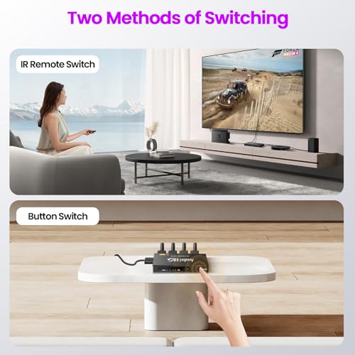 image for 4x1 HDMI 2.1 Switch, avedio links 8K@60Hz, 4K@120Hz 4 Port HDMI Switch