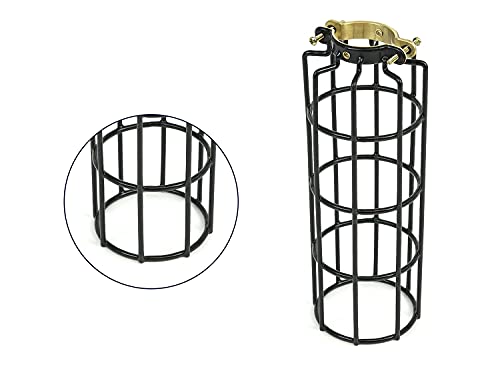 Rustic State Cylinder Long Metal Wire Hanging Pendant Light Cage, Lamp Shade, Bulb Cover Guard, Lighting Fixture For Industrial Vintage Farmhouse Diy Project - 10 Inch - Set Of 2 - Black #TOP5