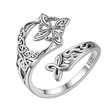 Gorgeous Witches Knot Ring, Sterling Silver Ring, Celtic Rings for Women as Gifts for Birthdays & Festivals & Decoration for Daily Life, Magical Themed-parties and Proms(Silver)