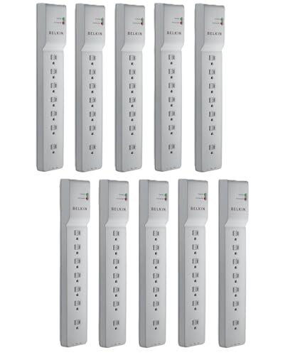 Belkin Power Strip, Surge Protector with 7 AC Multiple Outlets, 6 ft Long Heavy Duty Extension Cord for Home, Office, Travel, Laptop, Computer Desktop & Phone Charger - White (2320 Joules), 6' (10)