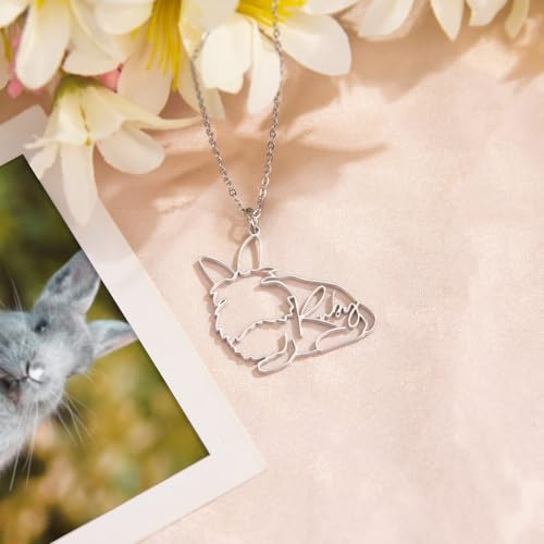AILIN Personalized Rabbit Necklace For Women Customize Hedgehog Hamster Bearded Dragon Chameleon Pendant Necklace With Name Pet Jewelry Gifts For Daughter Mother Grandma2