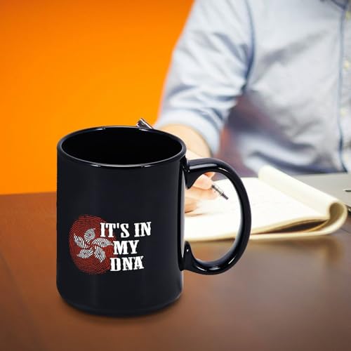 Yelolyio Kaffeetasse mit der Aufschrift 'It's In My DNA Hong Kong Fingerabdruck', Schwarz, Kaffeetasse aus Keramik, Geschenk für Freundin, Mutter, Vater, Schwester, Lehrer, 425 ml, spülmaschinen- und