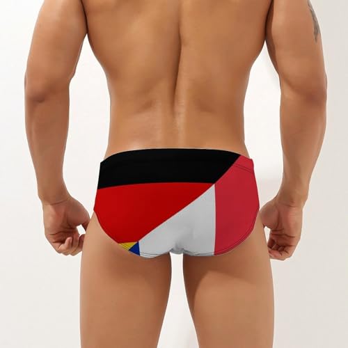 France and Germany Flag Printed Swim Briefs for Men Sexy Bikini Swimwear Elastic Beach Trunks Bathing Suit3