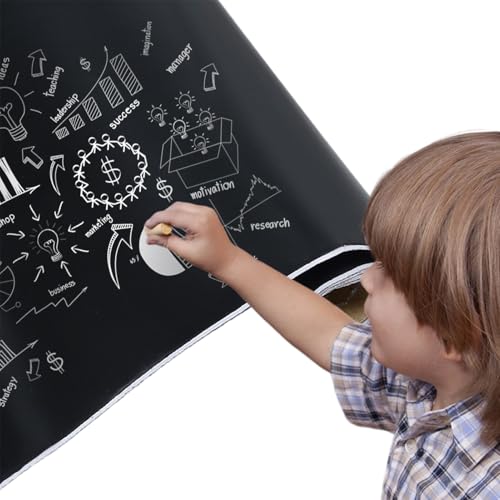 Hoja De Pegatinas De Pizarra - Rollo De Pizarra Autoadhesivo, Calcomanía De Pizarr Negra Borrable Extraíble, Papel De Contactos De De Tiza Para Dibujar, Decoración Artística, Escuela, Aula,