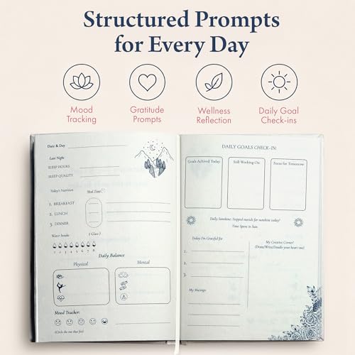 Image of 60-Day Guided Journal - Undated Wellness & Gratitude Planner - Daily Reflection Prompts, Habit Tracker, Mood Tracker - A5 Hardcover, 130 GSM Paper - A Thoughtful Gift for Mindful Living (Peach)