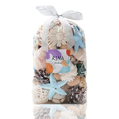 Qingbei Rina Sac de Printemps pour Pot-pourri parfumé Brise océanique Fleur séchée, Flacon de Parfum Inclus, Remplissage de Vase, Parfum d'intérieur, décoration de fête de Mariage (Bleu) Cover