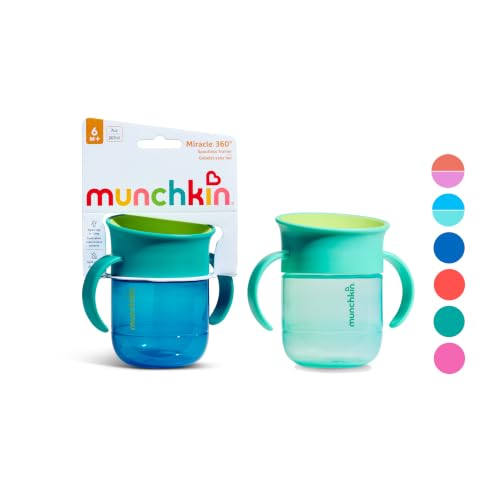 Munchkin Miracle 360 Vaso para bebé | Pack de 2 | 6m+ | 207ml | Azul oscuro/Azul