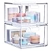 STORi Audrey Stackable Cosmetic Organizer Drawers 4-1/2" Tall | Set of 2 Clear