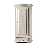 Garderobenschrank Laurine altweiß Fichte Massivholz 90x193x59cm (B/H/T) mit Schublade Garderobe Flurgarderobe Flur Schrank Jackenschrank