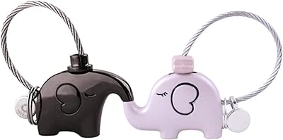 2PCS Lovely Elephant Keychain, Kissing Elephant Cute Keychain Magnetic Keyring For Valentines Christmas Wedding (Black+Pink)