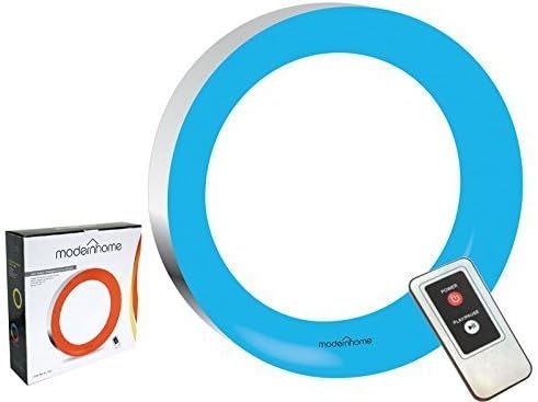 TITANIUM FINISH CIRCLE SHAPED LED COLOUR CHANGING MOOD LAMP LIGHT W REMOTE