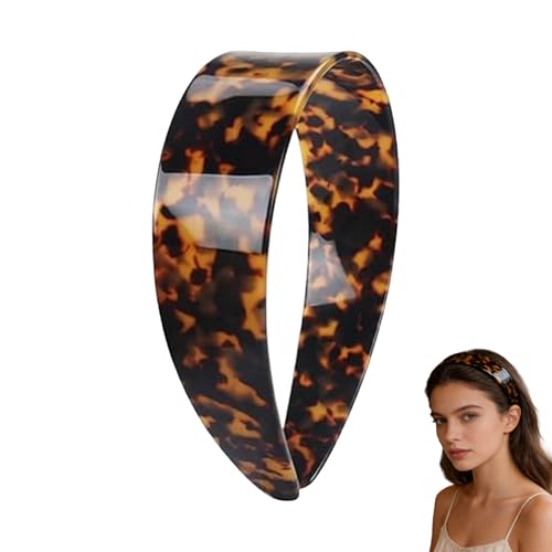 Wide Tortoise Shells Headband | Tortoises Headbands for Women | Acetate Thick Tortoise Shells Headband with Teeth | No-Slip Leopard Headwear Tortoiseshell Hair Band for Women, Girls