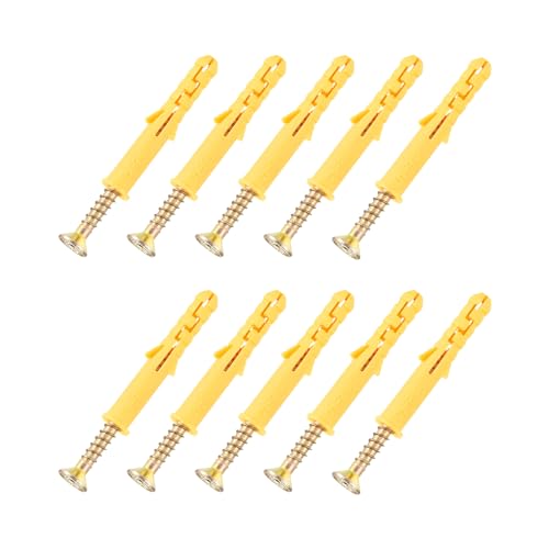 METALLIXITY Screws Plastic Expansion Pipe (6x40mm) 30Pcs, Plasterboard Plugs Self Tapping Screw - for Construction, Industry, Yellow Expansion Tube