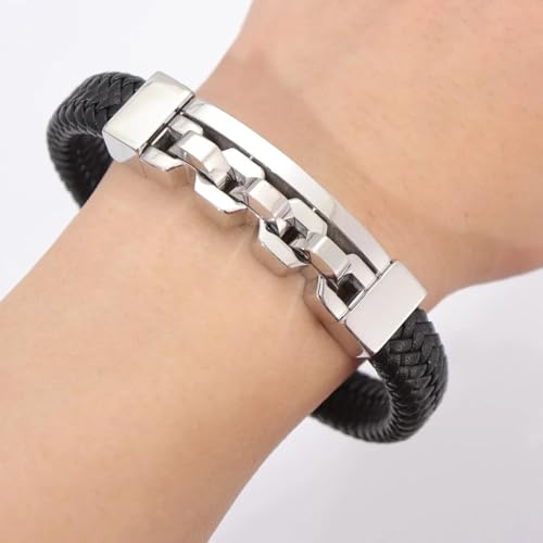 Bracelet homme cuir multi-couche le cadeau bijoux punk idéal