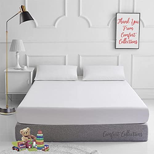 Comfort Collections Fitted Bed Sheet With FREE MATCHING 2 X PILLOW CASES Poly Cotton Percale Easy Care Plain Dyed Bed Sheet Black Small Double 4FT