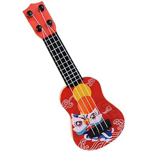 Kisangel Modelo de Mini Guitarra decoración de Guitarra de Juguete Ukulele para Guitarra pequeño Modelo de Guitarra Ornamental Accesorios de fotografía Mini Guitarra AbS Rojo